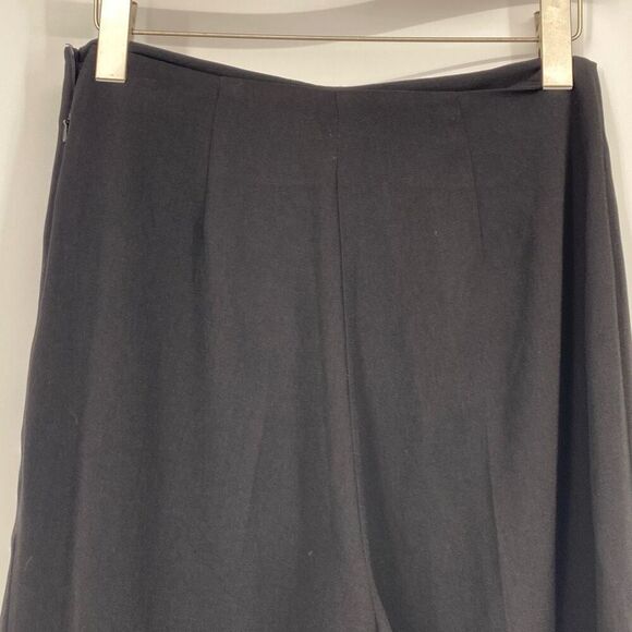 ASOS Georgette Crepe Wide Leg Pants High-Rise Flat Front Side Zip Black 6 - Picture 7 of 12